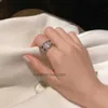 Projektant luksusowy pierścionek biżuterii vancllf kalejdoskop żeńska wąskie wydanie Rose Gold Full Diamond Four Leaf Grass Wide Mężczyzna na żywo transmisja na żywo