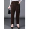 Women's Pants Corduroy Harem Autumn Winter Thick Add Velvet Trousers High Waist Loose Large Size Mother Button Casual