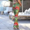 Frauenhose Capris Damen Sommer Retro Print Elastic Taille Blitzhose Freizeit hohe Taille Gewichtsverlust Hosen Hosen Leggings Strwear Y240504