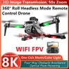 Drönare 8k Three Camera WiFi FPV RC Unmanned Aerial Vehicle 360 ​​Rolling Hinder Undvikande Optiskt flödespositionering Huvudlös läge Remote Control Four Helicopters WX