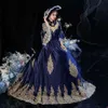 Dresses Ball Gown Elegant High Luxuriant Prom Collar 3/4 Long Sleeves Gold Applicant Stain Unique Design Floor Length Custom Made Plus Size Princess Robes