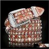 Tan bruin gekleurde holle echte lederen riem voor vrouwelijke vrouwen met diamanten zirkoon mode luxe ontwerper fmc7t riemen 5b2hp 274y