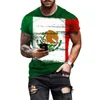 T-shirts masculins T-shirt Mexico Eagle Pattern for Men Fashion 3D Printing O-CECK TS Hip Hop Harajuku Slve T-shirt surdimensionné surdimensionné T240505