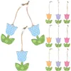 Decoratieve beeldjes 12 PCS TULIP ORNAMENT Spring decor houten huisdecoraties moeders dag boomhangen bord