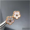 Stud 18K Rose Gold Luxe Sweet Plum Blossom Flower Designer Oorrichtingen Studs Moeder van Pearl Charm Oorringen Oorring oorbellen armbanden Dhfzk