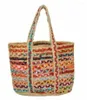 Förvaringspåsar handväskor jute axelväska strip tote multicolor mode trend