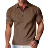 Heren t shirts heren polo zipper korte mouw nek t-shirt tippen kraag zakelijk casual sport shirt zomer tops blouse mode kleding