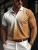 Mens Mesh Fabric Polo Shirt Button Up Rapel Golf Plaid Graphic Prints Geometry Street Casual Short Sleeve 240428