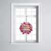 Decorative Flowers Americana Home Decoration Patriotic Independence Day Wreath Decorations Blue White Star Striped Pattern Bowknot Door 4th