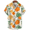 男性用男性用カジュアルシャツ3Dカラフルな果物印刷