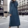Casual Dresses Vintage Loose Denim for Women 2024 Spring Fall Hooded Oversize Dress Long Sleeped Baggy Robe Femme