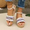 Sandals Chaussures pour femmes 2024 Plus taille 42 robe d'été Couleurs mélangées coins élastiques femmes zapatos mujer