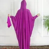 Ethnic Clothing Muslim Ladies Abaya Dubai Women's Solid Dress With Small Bag Color Hooded Milk Silk Bat Sleeve