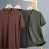 Polos masculins plus taille 7xl Polo en tricot en tricot de luxe Couleur solide à manches courtes et à manches