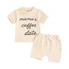 Set di abbigliamento abiti estivi per ragazzi per ragazzi t-shirt a maniche corte mamas caffè da appuntamento per bambini