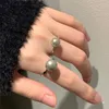Cluster Rings Minimalist Grey Round Imitation Pearl Ring For Women Elegant Temperament Geometric Finger Accessories Fashion Jewelry Gift