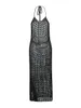 Femmes plage Wear chqcdarlys femmes crochet tricot maxi robe sexy y2k creux out sans mouche