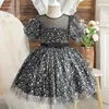 Vestidos femininos lantejouno recém -nascido vestidos infantis vestidos de manga bafada de bebê fofo festas de casamento