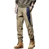 Men's Pants Fashion Stitching Workwear Casual Summer 2024 Trendy Personality Street Slim Fit Ankle-Tied Sports Sweatpants