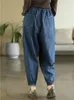 Frauen Jeans Retro gewaschen blaue Frau Frühling Sommer Casual Patchwork Slim Jeanshose 2024 weibliche elastische Taille Harem Hosen Femme