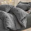 Set Grey King Size Duvet Cover Set 3PC, 1 Bauernhaus Fuzzy Tufted Plush Shaggy Quilt Cover mit Reißverschluss 2 Kissenbezirke purer Vorhänge