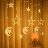 Star Moon LED Curtain Garland String Light Eid Mubarak Ramadan Decorazioni per la casa Islam Muslim Event Party Supplies Decor 240506