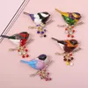 Brooches Multicolor Bird Brooch For Women Men Enamel Animal Rhinestone Jewelry Scarf Suit Badges Year Christmas Gifts