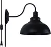 Muurlampje lichte dimable sconce plug -in met dimmer op off -switch zwarte schuur licht schuimendeck armatuur