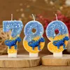 3pcs bougies 0-9cute dinosaur bougie d'anniversaire de bougies d'anniversaire