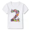 T-shirts Enfants Summer Flower Butterfly 1-9 Numéro d'anniversaire Impression T-shirt Boy T-shirts Boy Girl Funny Gift Short - Goule T-shirtTopsl2405