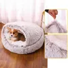 Camas de gato móveis de estilo novo cão de gato de gato redonda de pelúcia de gato de cama quente casa macia e luxuosa ninho para cães pequenos gato casa 2 em 1 cama Cama de gato