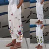 Spodnie damskie Kobiety z kieszeniami wysokiej talii Bawełny Bawełna luźna długa harem na plażowe spodnie pantalon femme