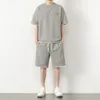 Summer Men Tish traje de talla grande 8xl 7xl shorts set set de manga corta de manga corta ropa deportiva suelta deportiva sólida 240429