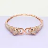 585 Bracciale per leopardo leopardo di lussuoso Micro Inlay Crystal Fashion Fashion Leopard Head Bracciale per le donne di gioielleria per matrimoni classiche 240430 240430