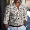 Casual shirts voor heren Christmas Mens Shirt Europees en Amerikaanse casual heren Long Slijd Cardigan Shirt Digital Printed Shirt Y240506