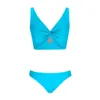 Bikini de maillot de bain pour femmes Hollow out Set Two Piece Couleur de couleur avec soutien-gorge sans maillot de bain en acier deux pièces