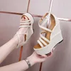 32-40 Sommer 16 cm High Heel Wedge High Heel Sandalen 14 cm Mode Dicke Sohle Plattform Open Toe Womens Sandalen 240425