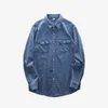 Chemises décontractées pour hommes American Style lavé Denim Simple Shirt Travail Vêtements