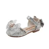 Sandalias zapatos de cuero de niña Pink Princess Kid Crystal Dance Sandals Fashion Bolsa de la playa sin deslizamiento, sin deslizamiento.