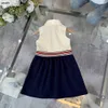 Classics Girls Jirt Top Top Robe Princess Taille 100-160 cm Kids Designer Vêtements Summer Splicing Design Baby Partydress 24april
