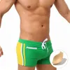 Calça de natação da moda de banho masculina de Uxh, calça de natação angulada plana com copo e calça de praia colorida de bolsa 3D anti -desbotamento