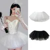 Sleepwear feminino feminino 28cm TULLE TUTUS SAIR CAIZ ELÁSTICA 6 camadas Saias de bolha com babados vestidos de anágua