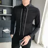 Chemises habillées pour hommes chemises d'entreprise noire masculine épissé Asie Asie de haute qualité Tops Summer Fashion 2024 avec des manches Vente cool I
