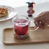 Tumblers Lazzy House Shining Fairy Double -Slier Queckspe Quecksale Cup Cup Big Ear Coffee Breakforge Heat Usulation Bubble Sequin Creative Glass H240506