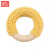 Blöcke 20pc 50 mm Baby Holz Teether Ringspielzeug Häkelrasseln DIY Anhänger Holzlader Kreise Baby Bite Ring Schwester Geschenk Kinderwart