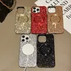 Projektant mody Bling Glitter Telefon obudowa anty-kropla 15 przypadków iPhone'a 14 PromAx luksus 13 premium 12 Flash Diamond 11 Magnetyczne przyciąganie obudowy Cover Shell