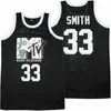 T-shirts voor heren heren basketballirs rock n Jock Will Smith 33# Jersey naaisch borduurwerk high-quuty outdoor sporten zwart blauw nieuw New 2023 T240506
