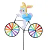 Décorations de jardin 367a Animal 3D sur vélo Wind Moulin Colorful Ground Pleed Outdoor Indoor Decoration For Home Festival Mariage Background