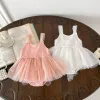 Dresses Newborn Jumpsuit Baby Girls Romper White Pink Elegant Gauze Polka Dot Singlet Princess Dress 02yrs