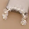 Bruiloft accessoire bruid kroon haar kristallen sieraden tiara met parels bloemen bruiloft kroon bloemen parel bruids hoofdband